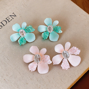 Vacation Crystal Studs Sparkling Zircon Flower Earrings