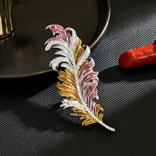 Full Brooch Diamond Vintage Pin Chinese Lapel Feather