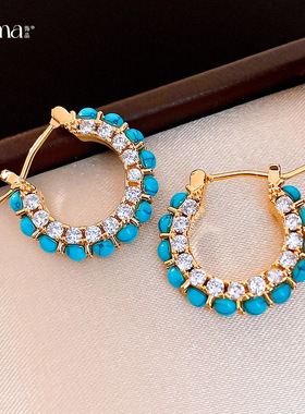 18K Gold Resin Hoops, Vintage Zircon Luxury Ear Cuffs