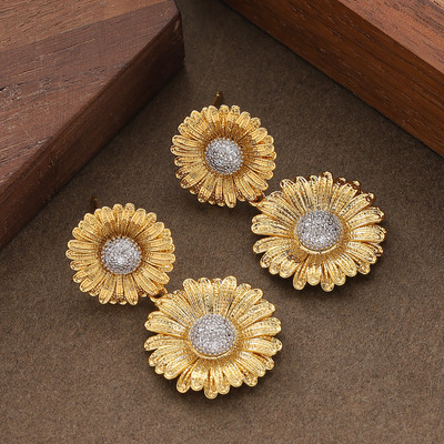 冷淡风立体太阳花耳环银针