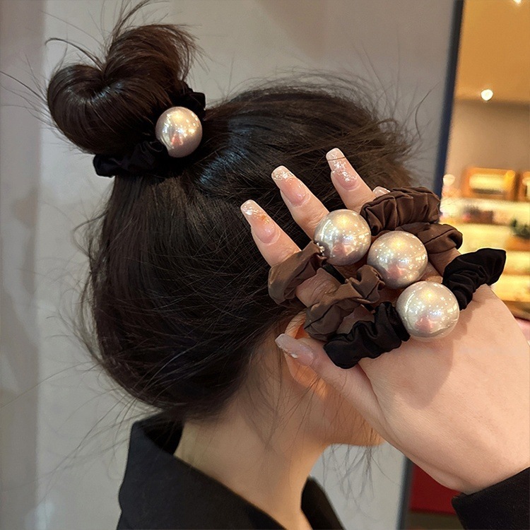 高级感珍珠大肠发圈韩版高弹力