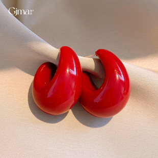 Silver Acrylic Oval Earrings, Luxury Studs for Women