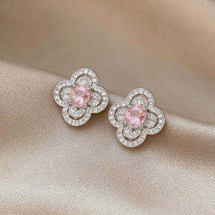 Sparkling Korean Studs Sweet Zircon Floral Earrings