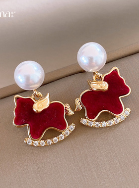 Sterling Pearl Zircon Round Asym Pendant Earrings Women