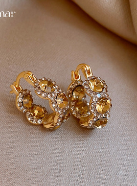 18K Gold Plated CZ Round Hoop Earrings Elegant
