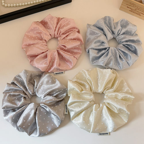 韩国气质珠光缎面波点大肠发圈