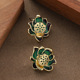 Vintage Silver Enamel Pod French Earrings Lotus Stud Needle