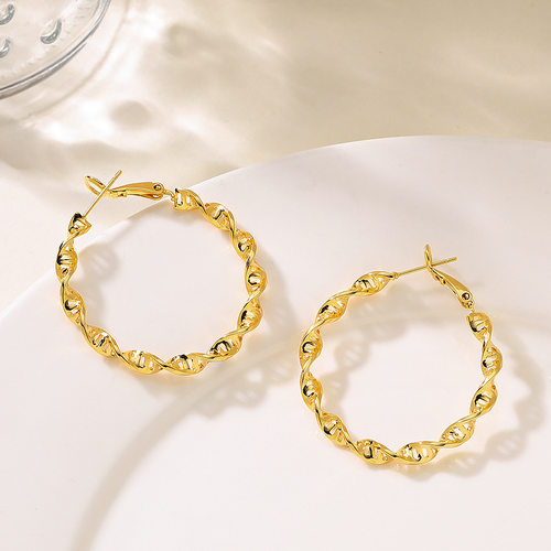 时尚简约几何扭曲圆圈耳环