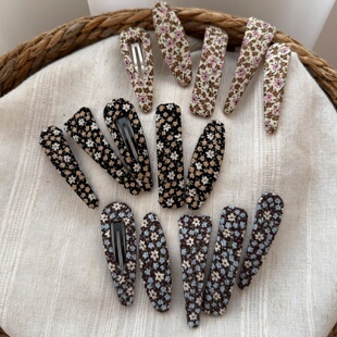 Korean Floral Oval Fabric Hair Clip Elegant Hair Accessory