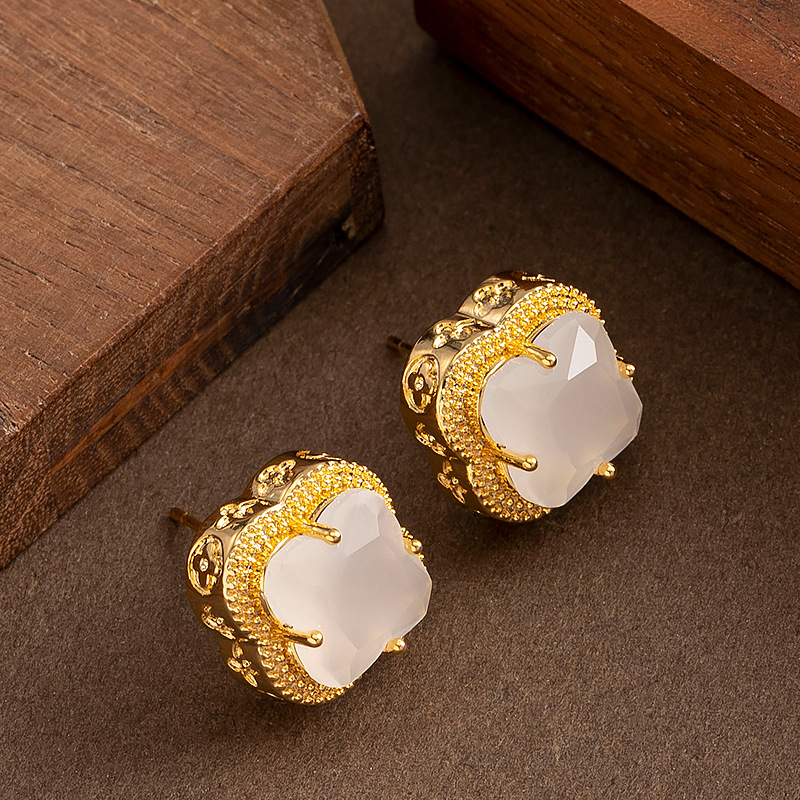 时尚精致小香风幸运四叶草耳钉