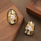 Enamel Elegant Pearl Irregular Stud Earrings Silver Needle