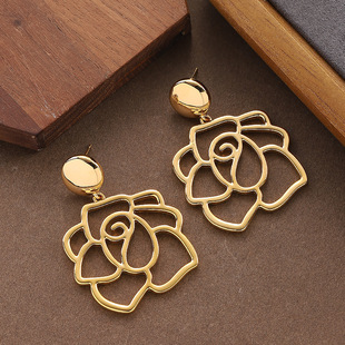Drop Hollow Luxury Earrings Statement Rose
