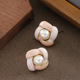 Petal Pearl Studs Woven French Enamel Luxury Earrings