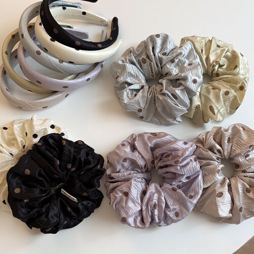 褶皱光泽波点大肠发圈布艺发箍