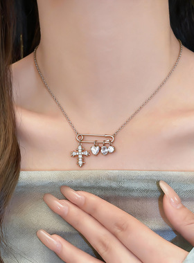 Diamond Cross Necklace, Sweet Cool Minimalist Chain