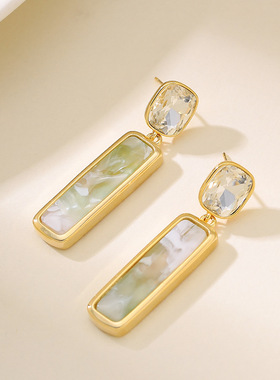 Zircon Fringe Earrings, Long Minimalist Chic Studs