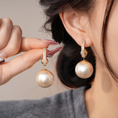 Luxury Hoop Zircon Korean Chic Earrings Pearl Studs