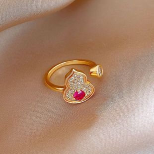 Red Lucky Ring, Gourd Diamond Minimalist Jewelry