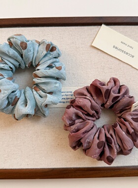 Polka Dot Scrunchie, Korean Low Ponytail Holder Hair Tie