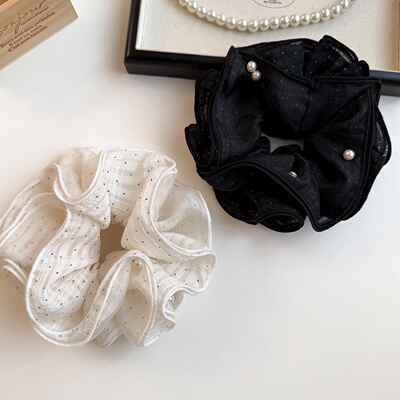 法式网纱珍珠轻奢慵懒感大肠发圈