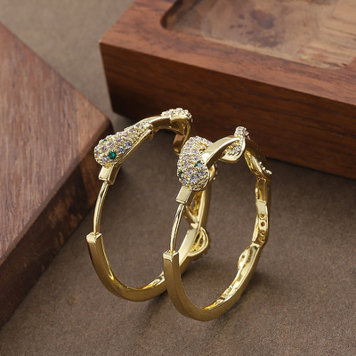 精致大气几何灵蛇缠绕耳圈耳环