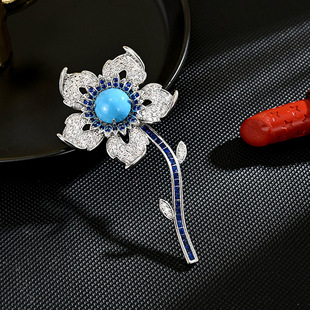 Queen Brooch Style Luxury Pin Blue Lapel Flower