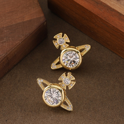 时尚精致爆闪满钻锆石耳钉