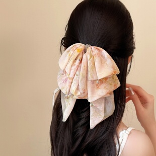 Orange Bow Claw Clip, Summer Vacation Hair Accessory