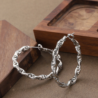 简约几何大圈耳圈耳环银针耳饰