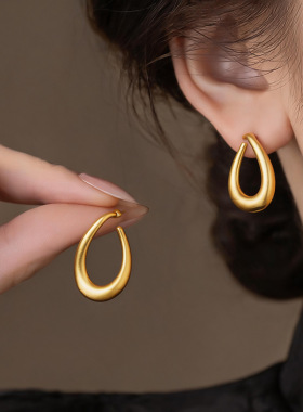 Metal Teardrop Earrings, Twisted Hollow Minimalist Studs