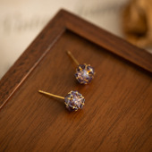 Luxury Purple Studs Minimalist Sweet Zircon Earrings