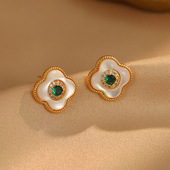 Shell Luxury Studs Zircon French Set Full Micro Earrings