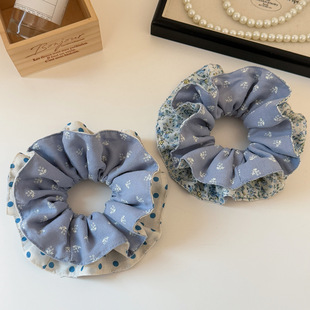 Polka Scrunchie Floral Holder High Ponytail Dot Blue