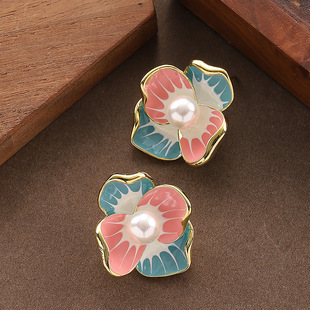 Pearl Enamel Forest Earrings Luxury Floral