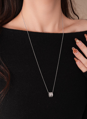 锆石多层圆形项链小众气质毛衣链