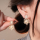 Zircon Earrings Enamel Korean Flower Stud Silver Post