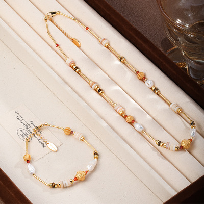 美拉德风轻奢珍珠手链项链