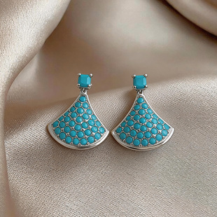 Zircon Fan Studs, French Vintage Minimalist Earrings