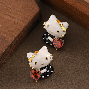 Korean Studs Cute Enamel Earrings Cartoon Daily Cat