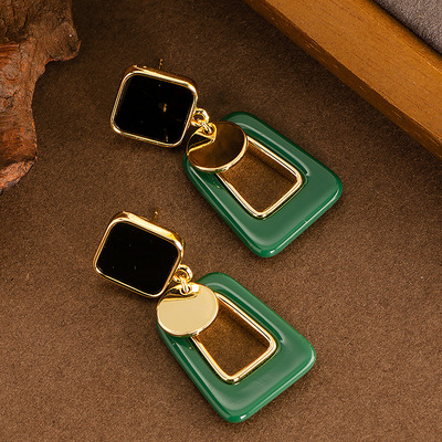 美拉德风几何耳环简约百搭耳饰