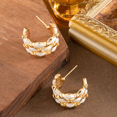 Geometric Studs Enamel Hollow Letter Luxury Earrings