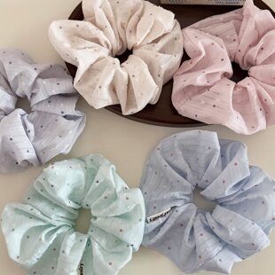 Colorful Polka Dot Scrunchie Cute Hair Tie for Women