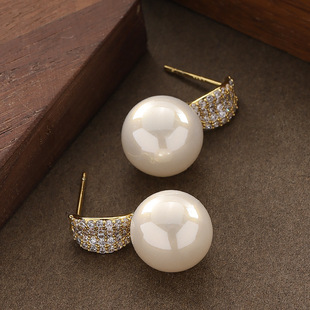 Eco Gold Pearl Earrings, Holiday High Luster Luxury Studs