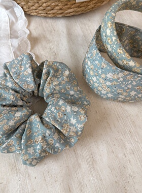 Vintage Floral Scrunchie Elegant Ponytail Hair Tie Women