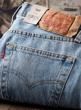 阿瞳牛社Levis李维斯501浅蓝色中腰直筒宽松牛仔裤男士潮14.8OZ