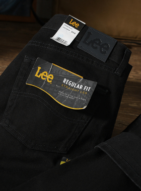阿瞳牛社 美版Lee李黑色休闲宽松水洗直筒牛仔裤男士高级百搭夏款