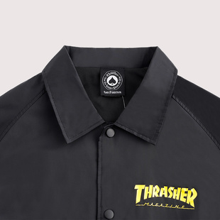 外套 阿瞳牛社美版 正品 Thrasher火焰秋冬季 教练夹克宽松潮牌情侣款