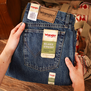 阿瞳牛社 Wrangler威格RW线男士中腰宽松直筒水洗做旧耐磨牛仔裤
