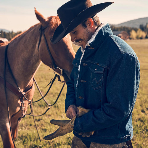 Wrangler威格仿羊羔绒厚牛仔夹克