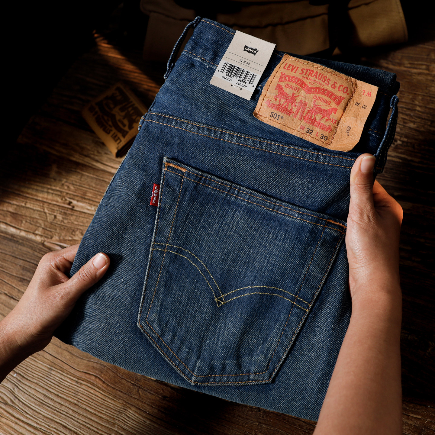 阿瞳牛社Levis李维斯501复古猫须磨白水洗做旧中腰直筒男士牛仔裤